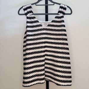 LOFT Black and White Striped knit Tank Top